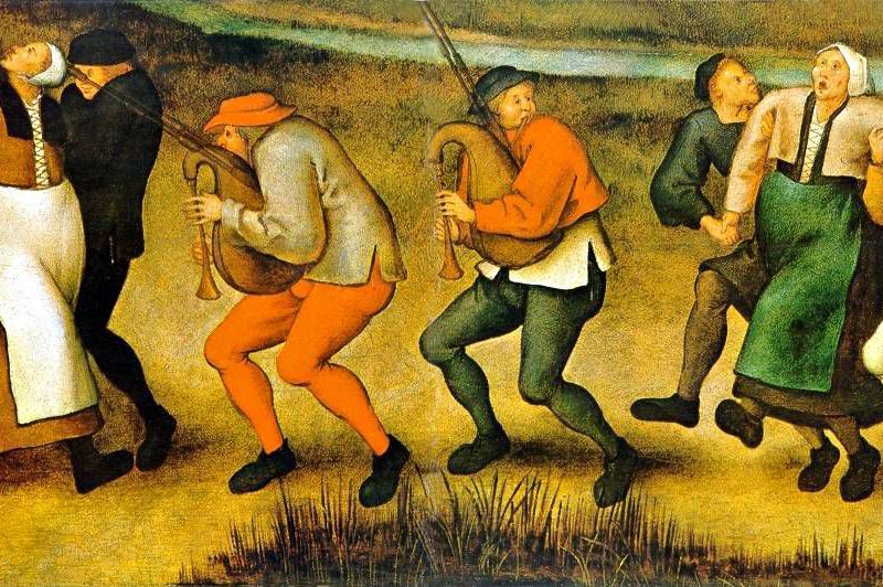 Breughel painting of peasants dancing